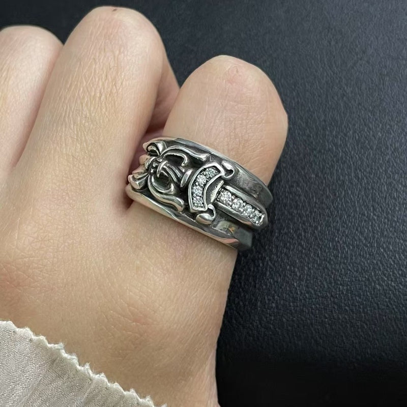DAGGER RING WITH DIAMONDS