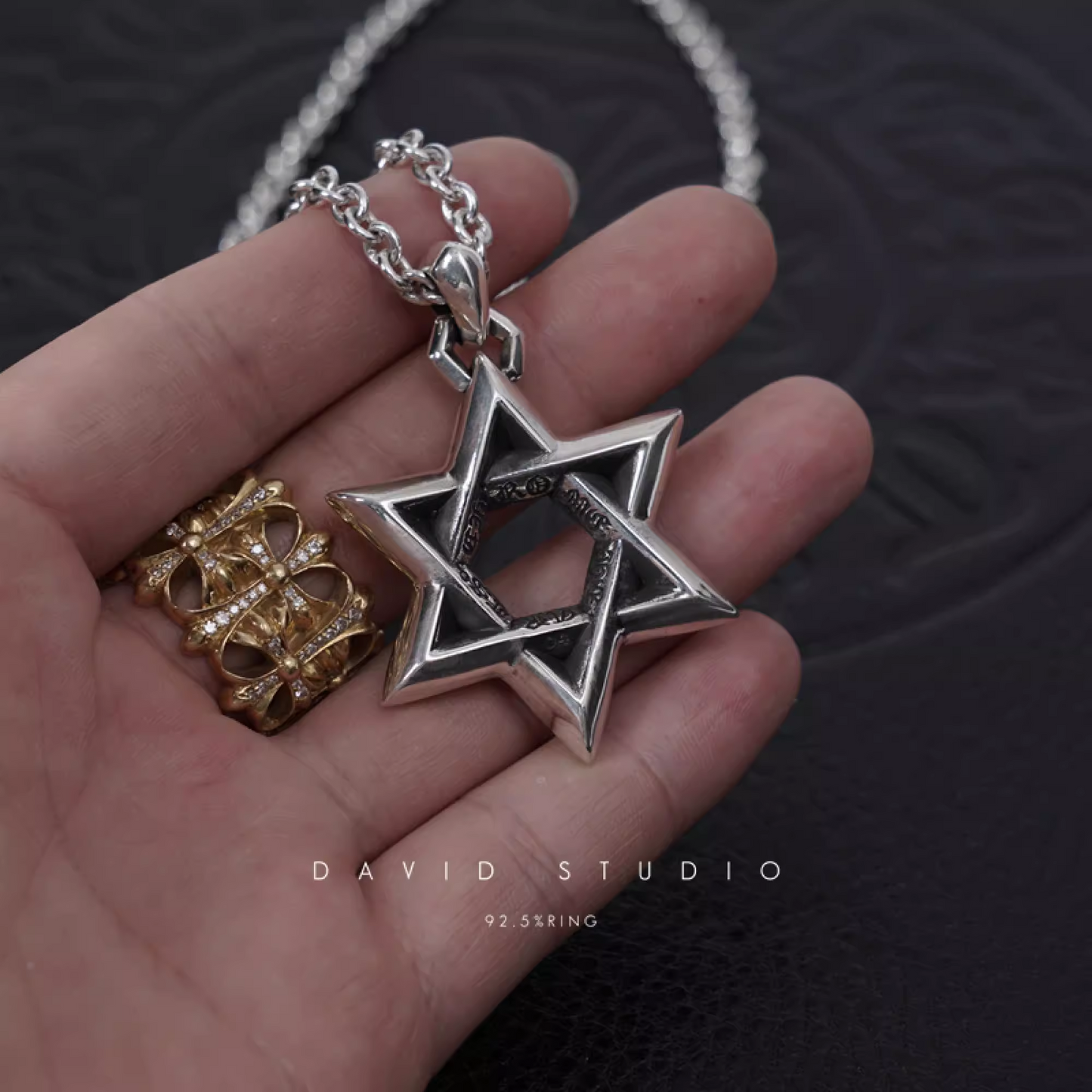 LARGE STAR OF DAVID PENDANT – ROLL CHAIN