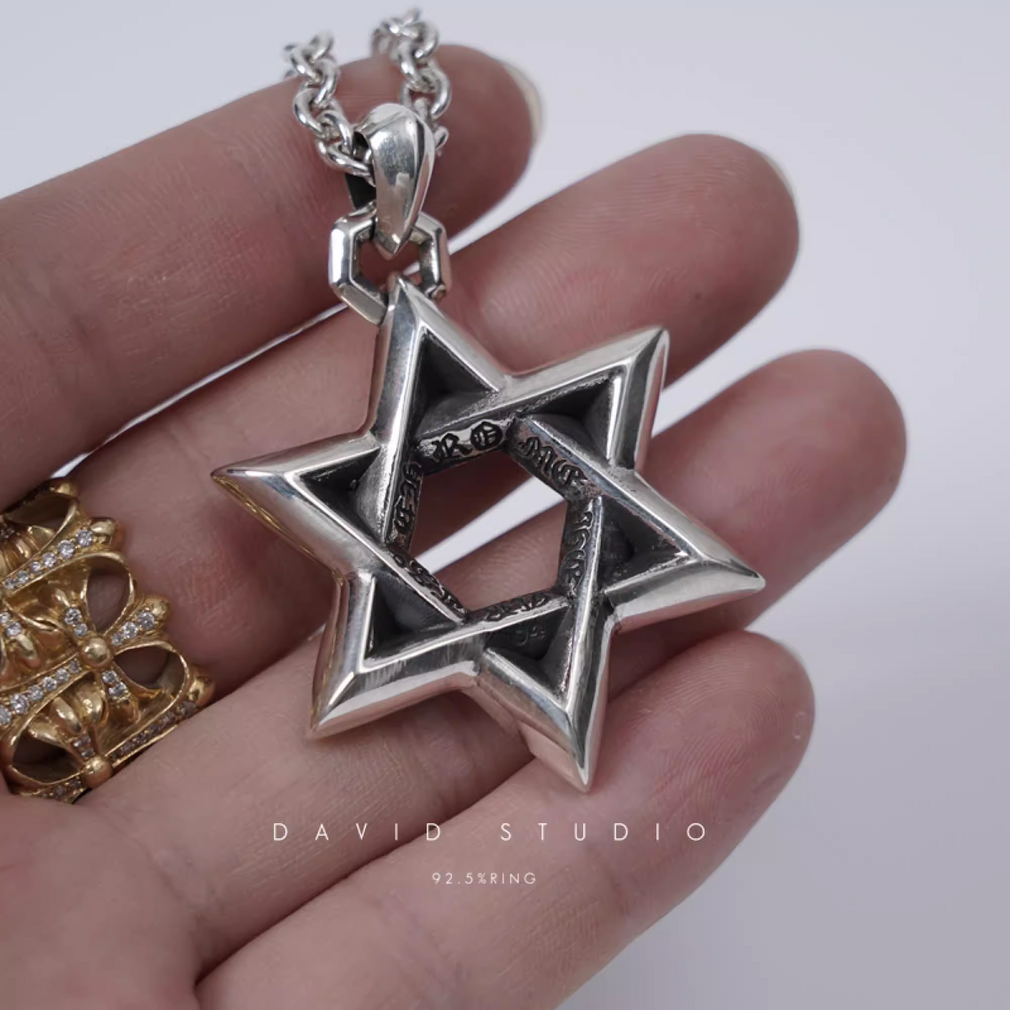 LARGE STAR OF DAVID PENDANT – ROLL CHAIN