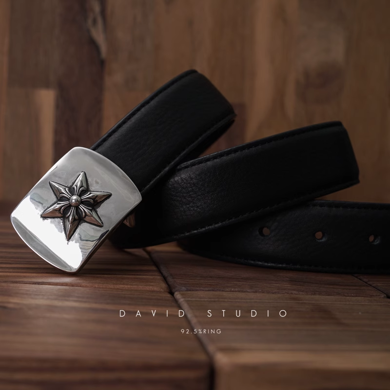 STAR BUCKLE COWHIDE LEATHER BELT