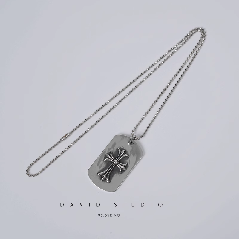 TINY CH CROSS CUTOUT DOG TAG – BALL CHAIN