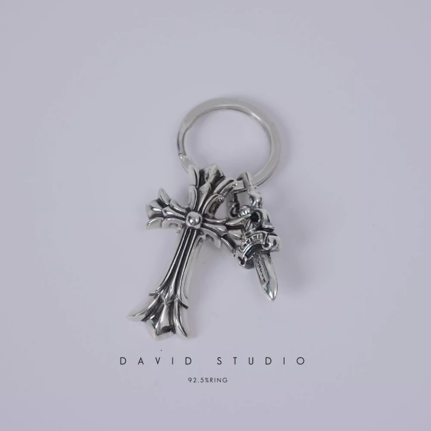 DOUBLE CROSS AND DAGGER KEY RING