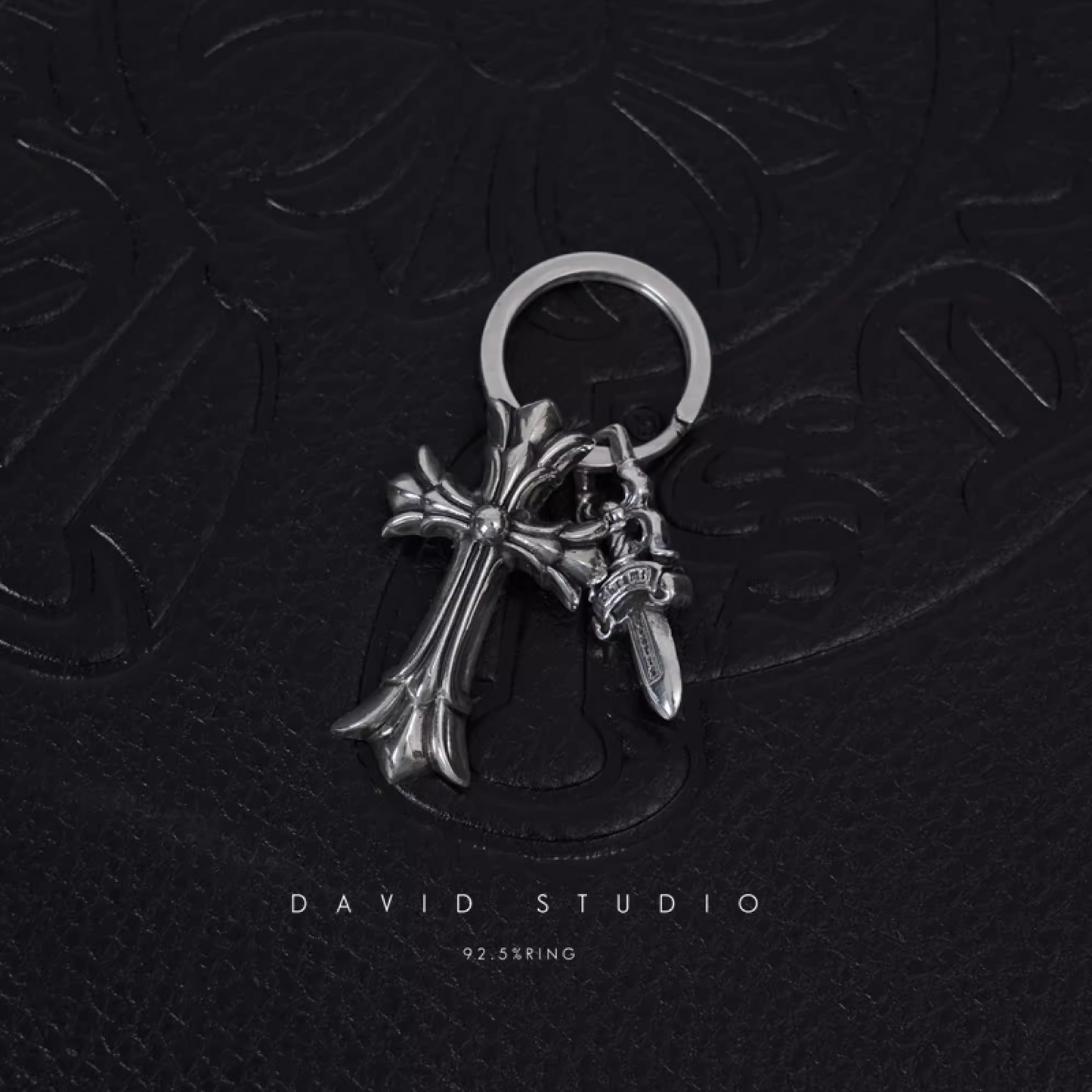 DOUBLE CROSS AND DAGGER KEY RING
