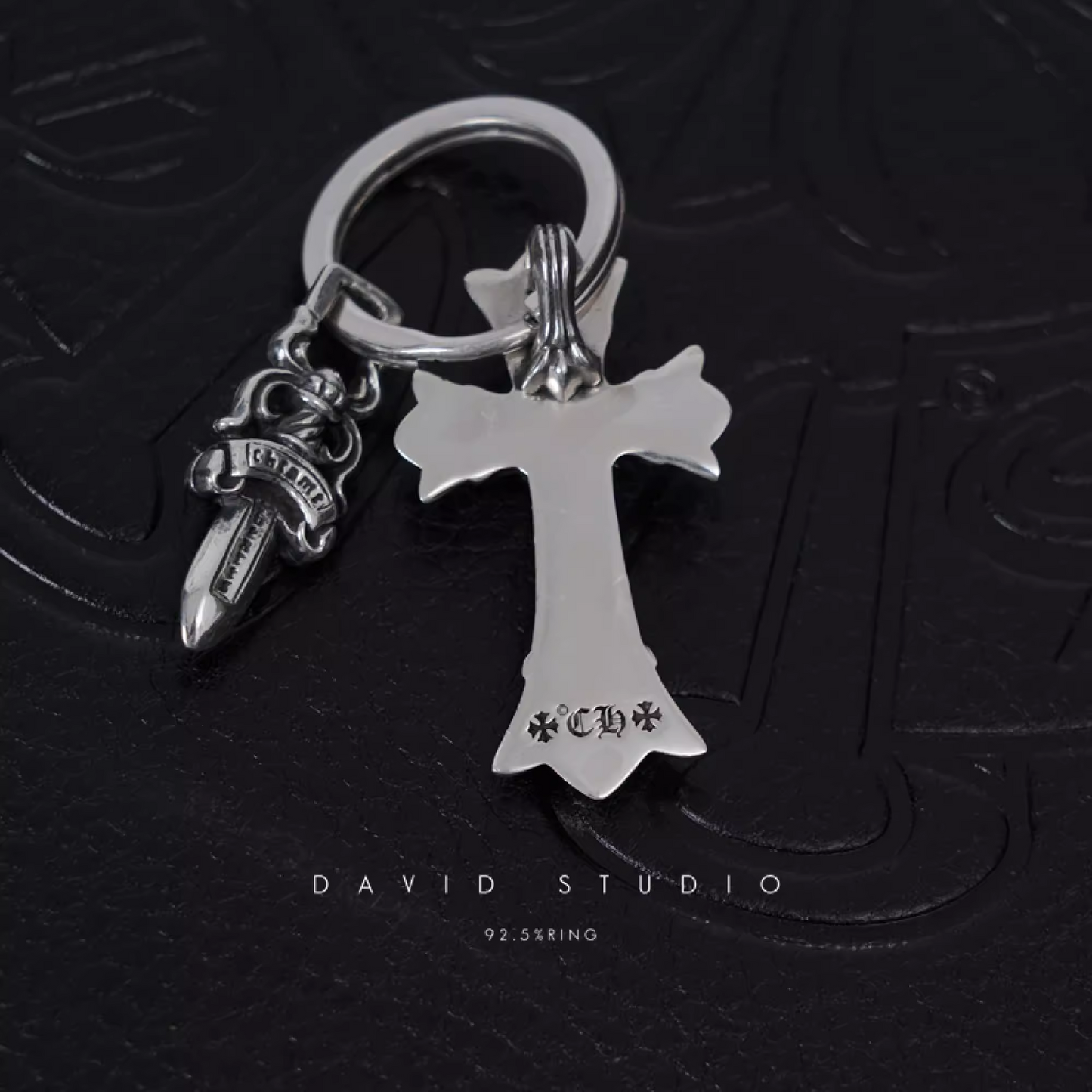 DOUBLE CROSS AND DAGGER KEY RING