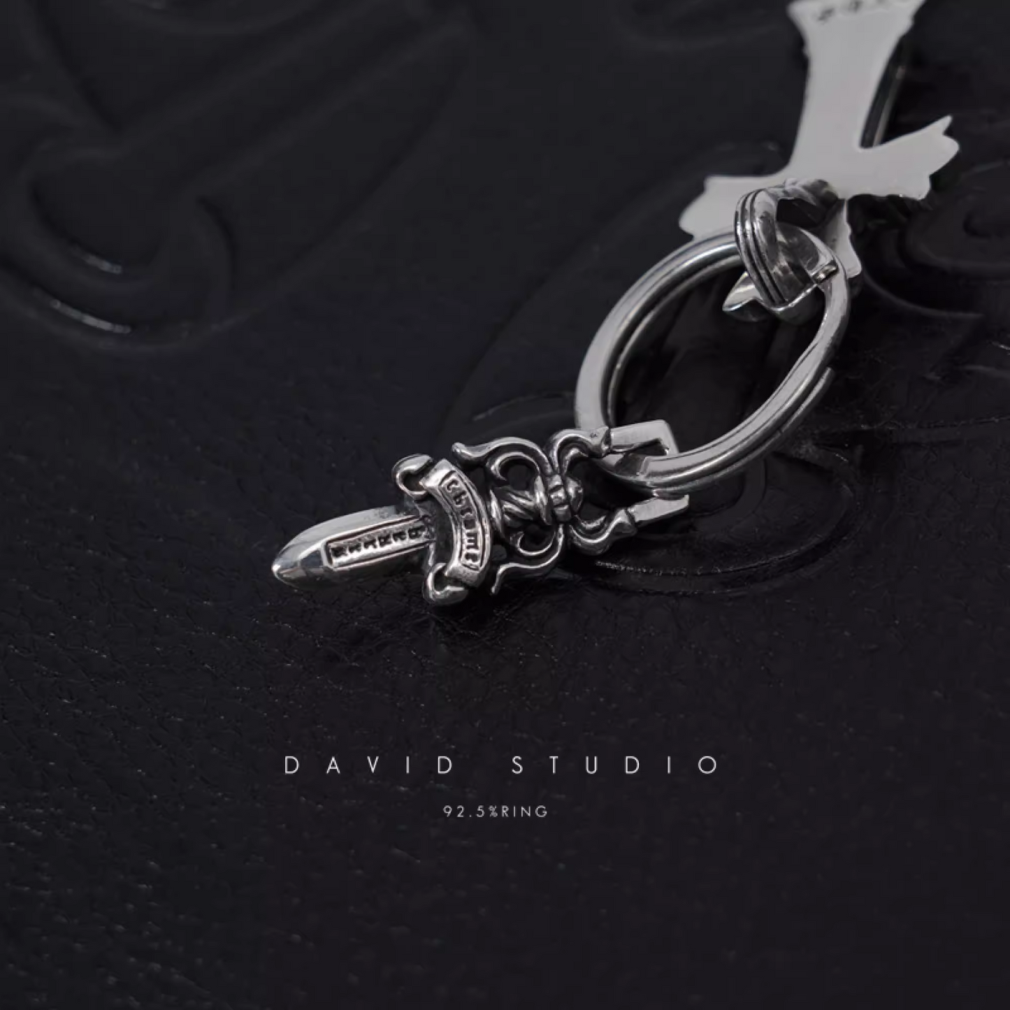 DOUBLE CROSS AND DAGGER KEY RING