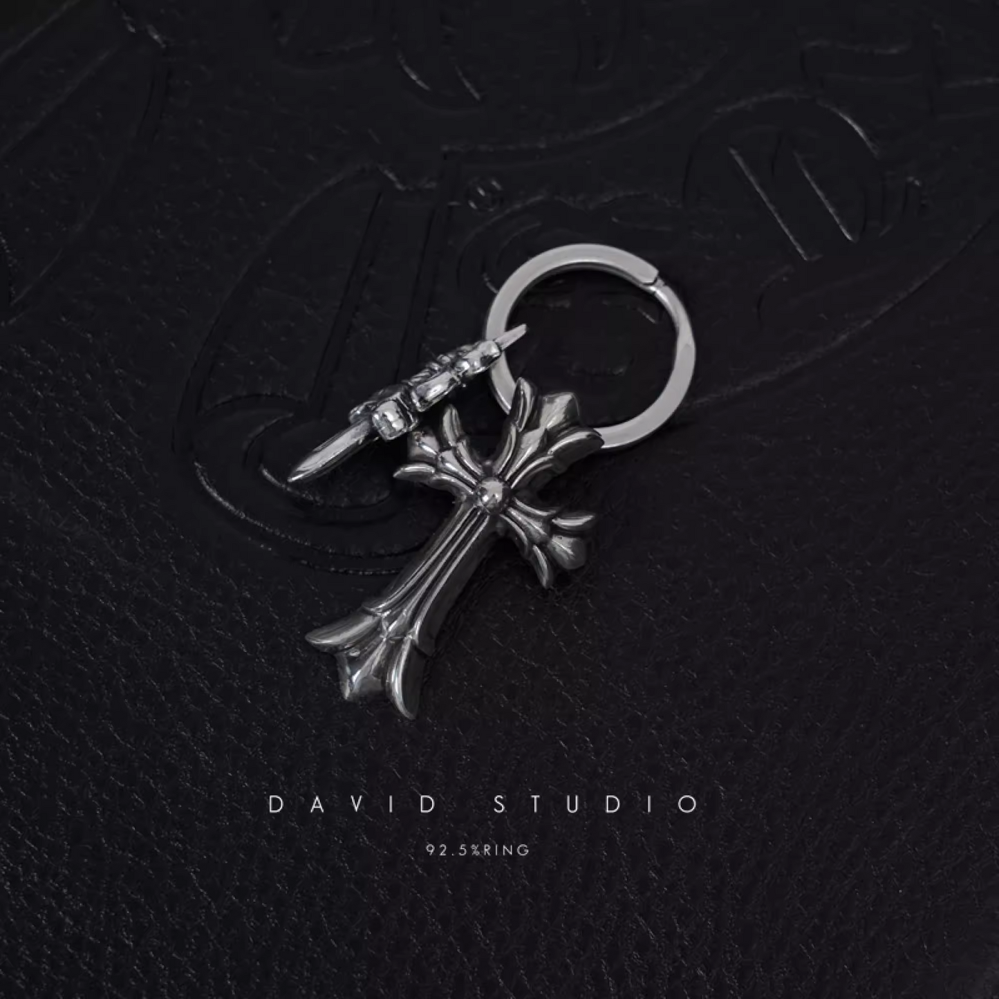 DOUBLE CROSS AND DAGGER KEY RING