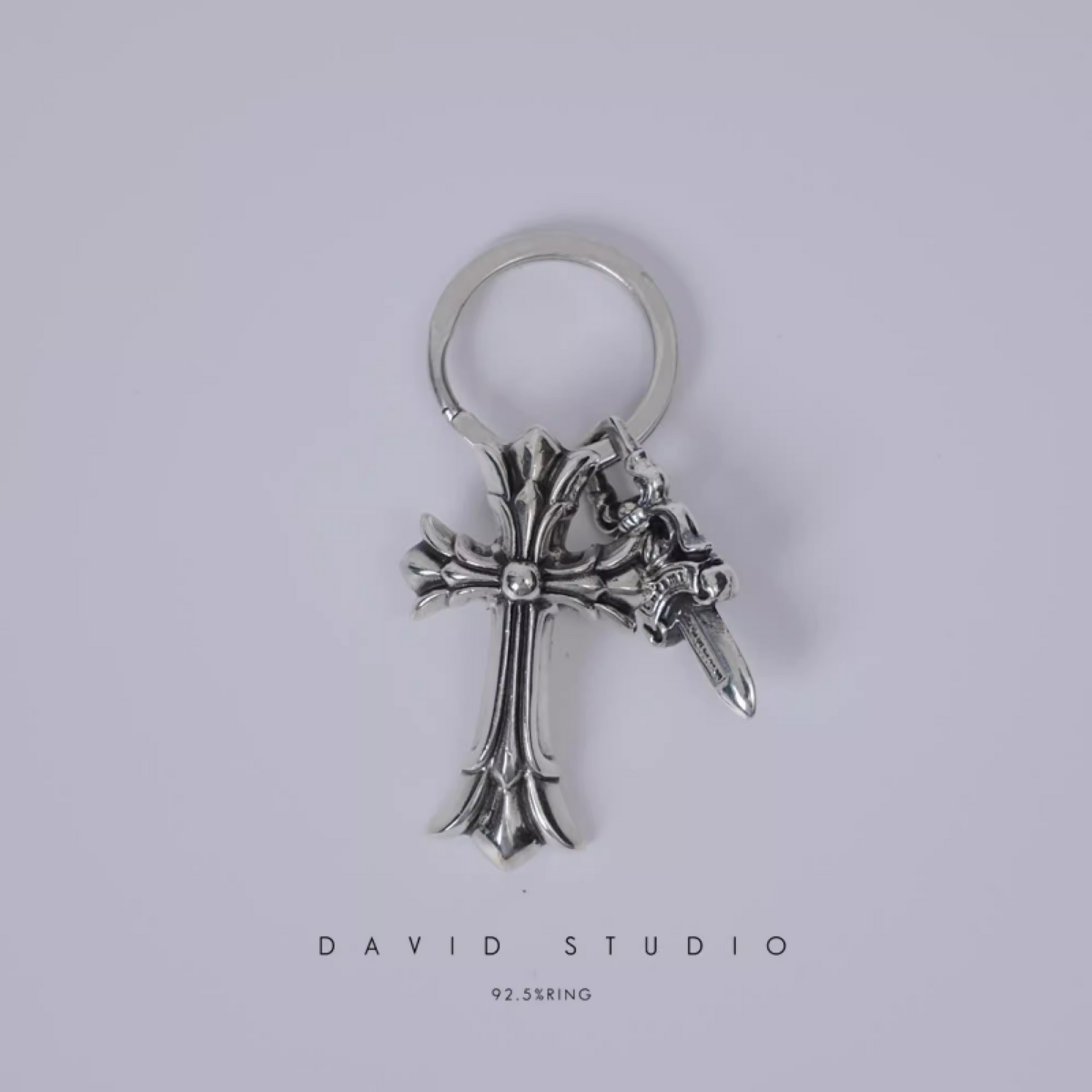 DOUBLE CROSS AND DAGGER KEY RING
