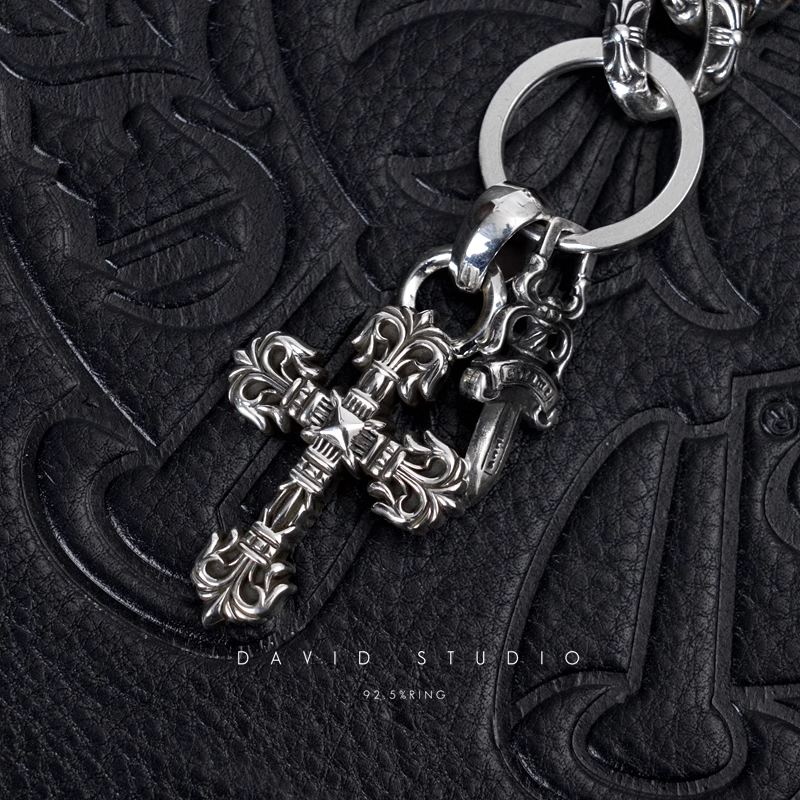 FANCY LINK KEY CHAIN WITH XS FILIGREE CROSS AND DAGGER KEY RING