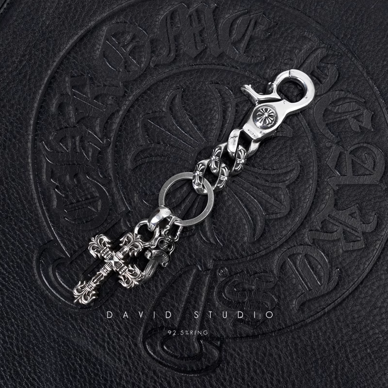FANCY LINK KEY CHAIN WITH XS FILIGREE CROSS AND DAGGER KEY RING