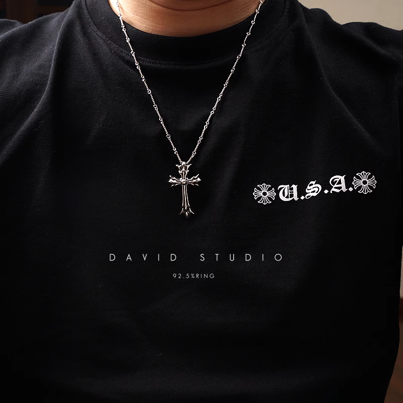 SMALL DOUBLE CROSS PENDANT – TWIST CHAIN