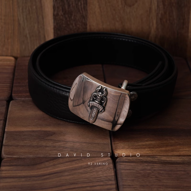 DAGGER BUCKLE COWHIDE LEATHER BELT