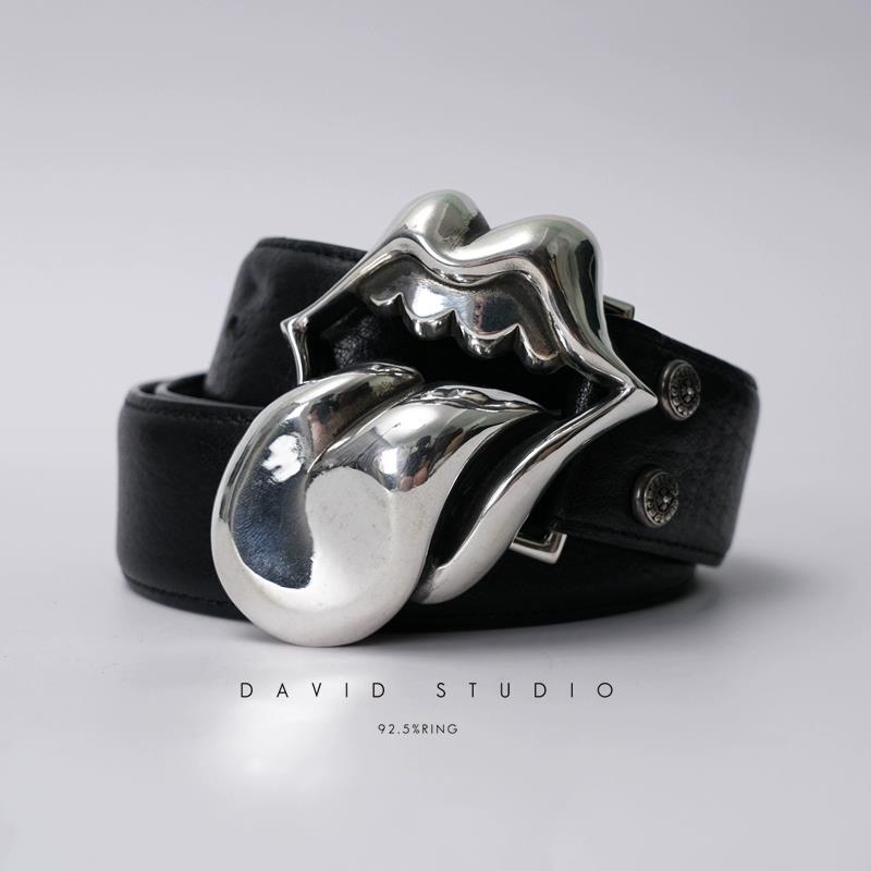 ROLLING STONES BUCKLE COWHIDE LEATHER BELT