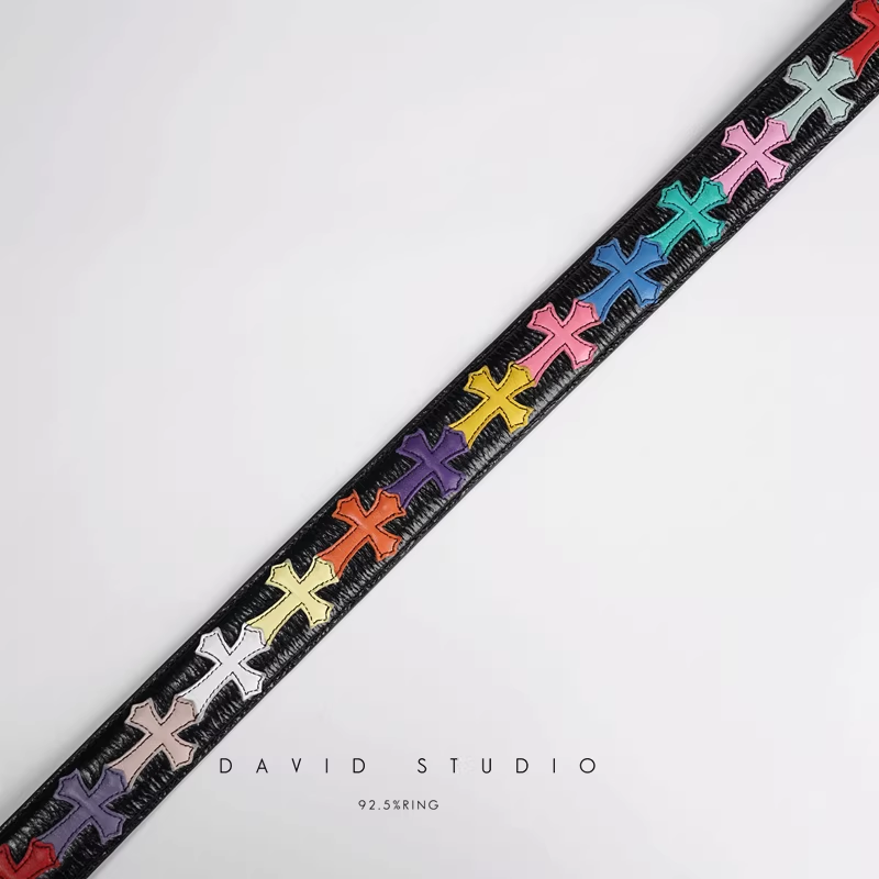 MULTI COLOR CROSS COWHIDE LEATHER BELT