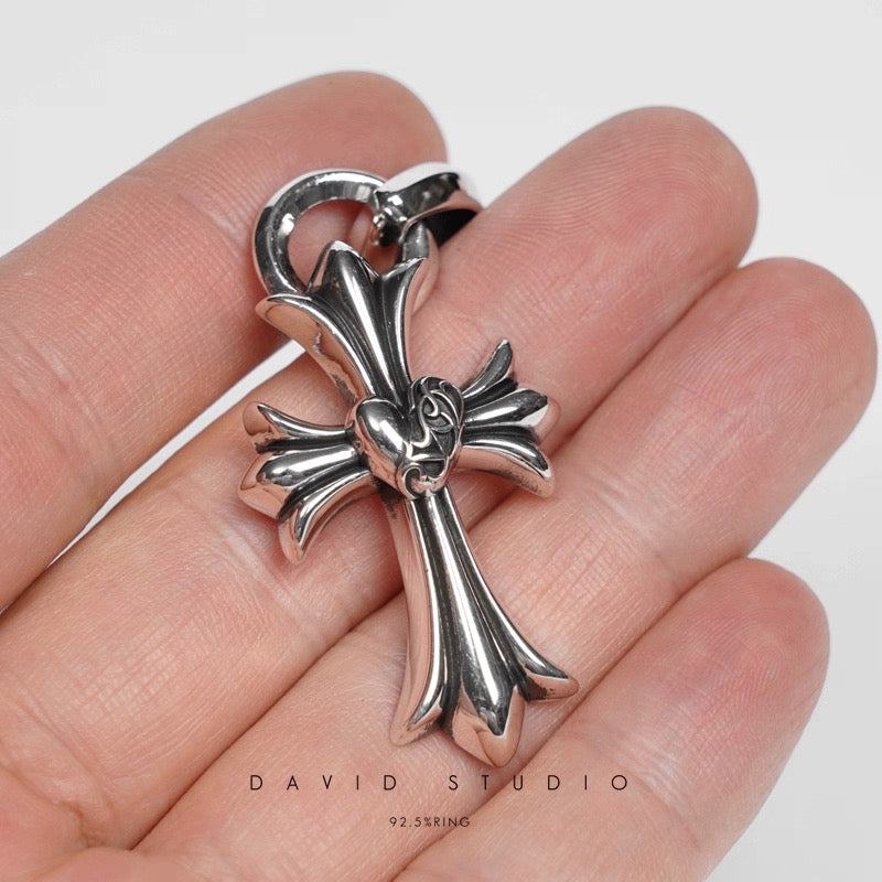 SMALL CROSS HEART PENDANT WITH BAIL