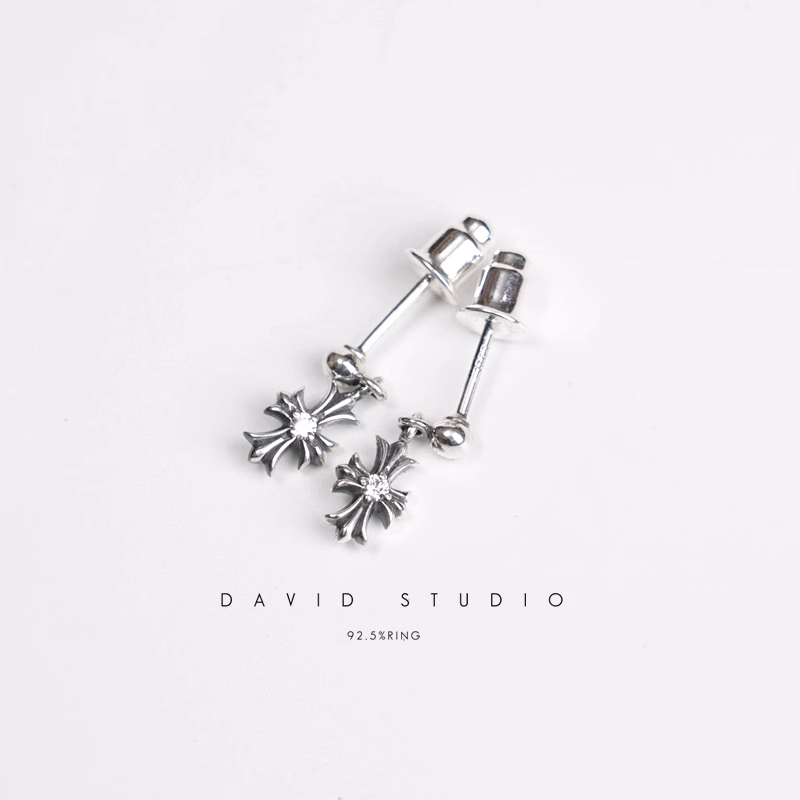 TINY E CH PLUS DROP EARRINGS WITH DIAMONDS
