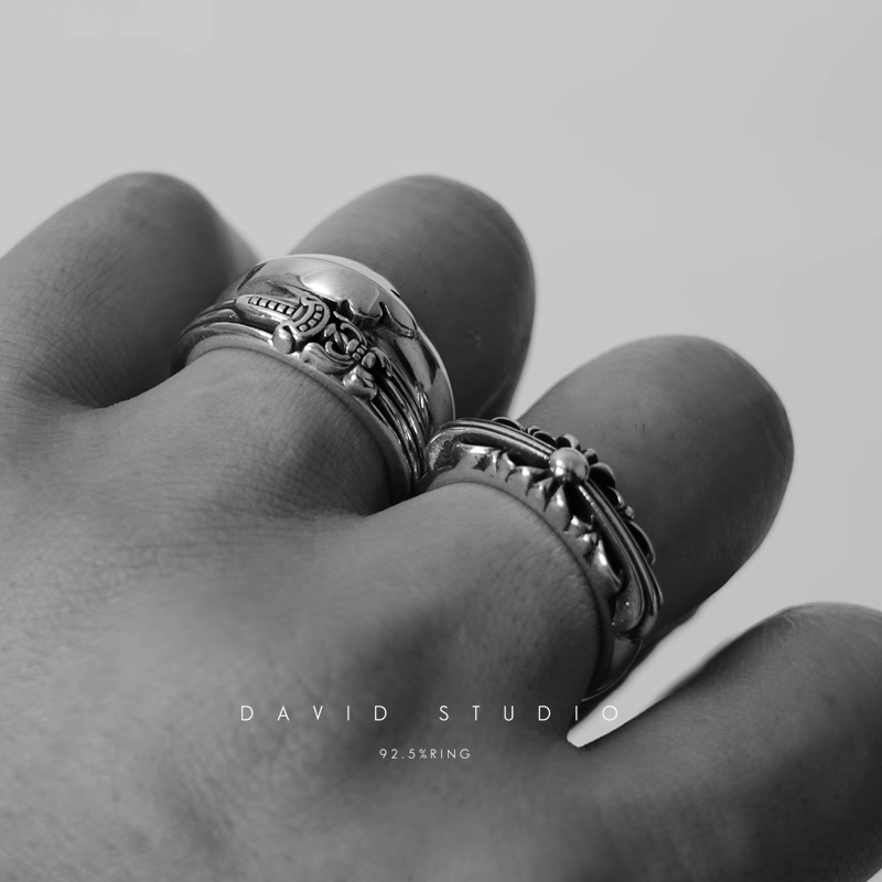 BABY CLASSIC FLORAL CROSS/DAGGER/FLEUR TAIL RING