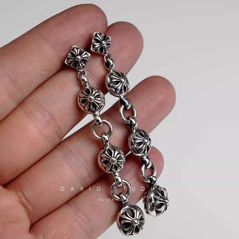 CROSSBALL THREE DROP EARRING