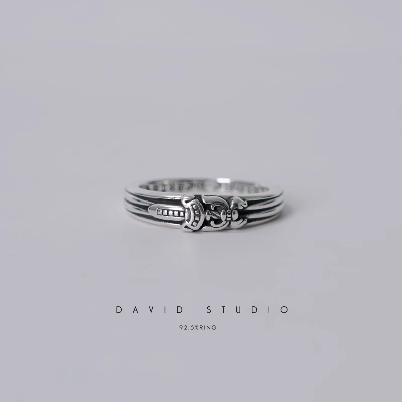 BABY CLASSIC FLORAL CROSS/DAGGER/FLEUR TAIL RING