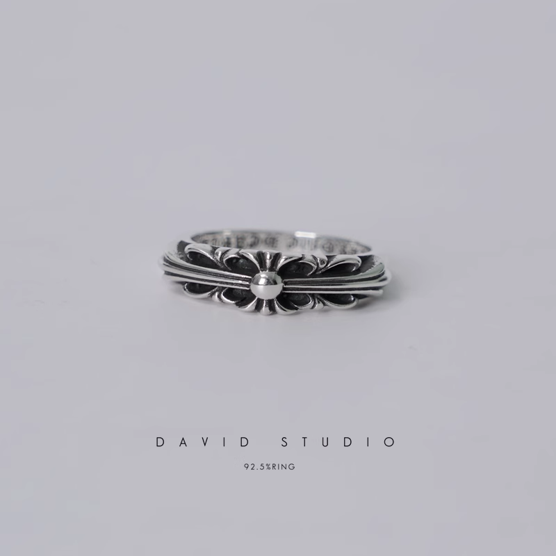 BABY CLASSIC FLORAL CROSS/DAGGER/FLEUR TAIL RING