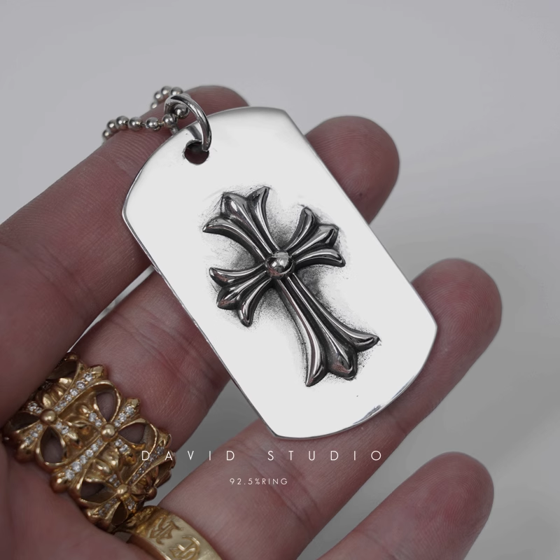 TINY CH CROSS CUTOUT DOG TAG – BALL CHAIN