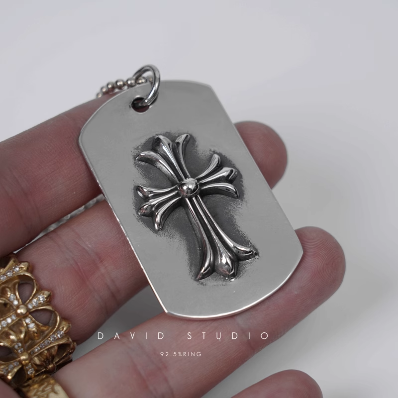 TINY CH CROSS CUTOUT DOG TAG – BALL CHAIN