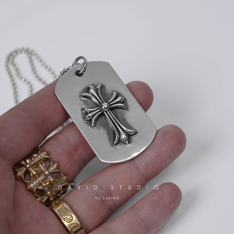 TINY CH CROSS CUTOUT DOG TAG – BALL CHAIN