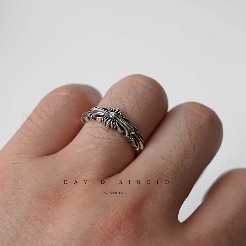 BABY DOUBLE FLORAL CROSS RING