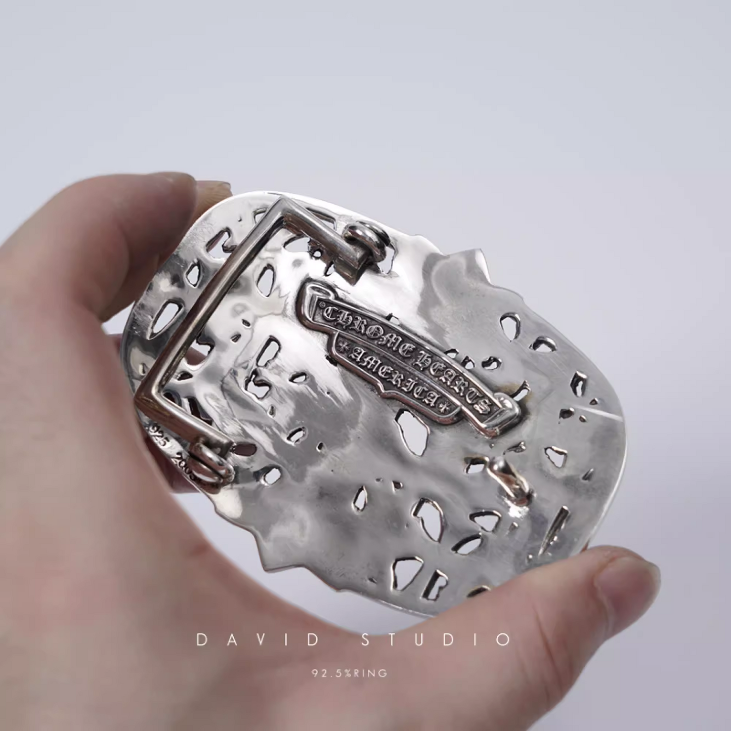 CEMETERY CROSS BUCKLE COWHIDE LEATHER BELT