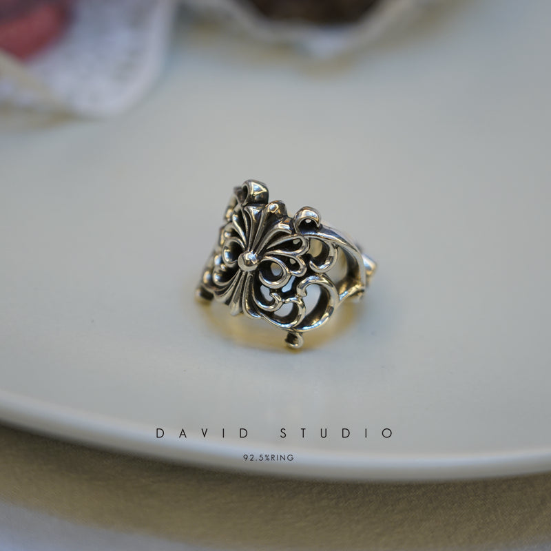 BUTTERFLY FLORAL CROSS RING