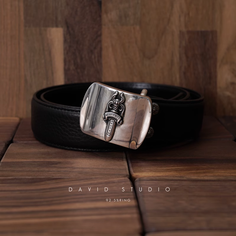 DAGGER BUCKLE COWHIDE LEATHER BELT