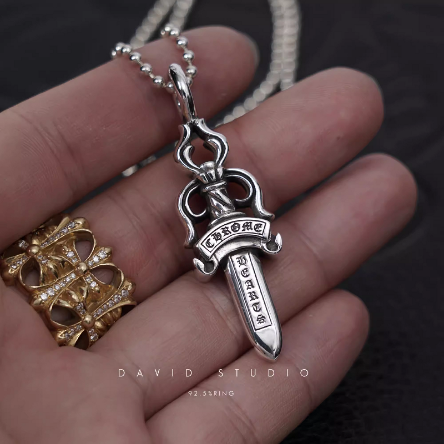 DOUBLE DAGGER PENDANT – BALL CHAIN