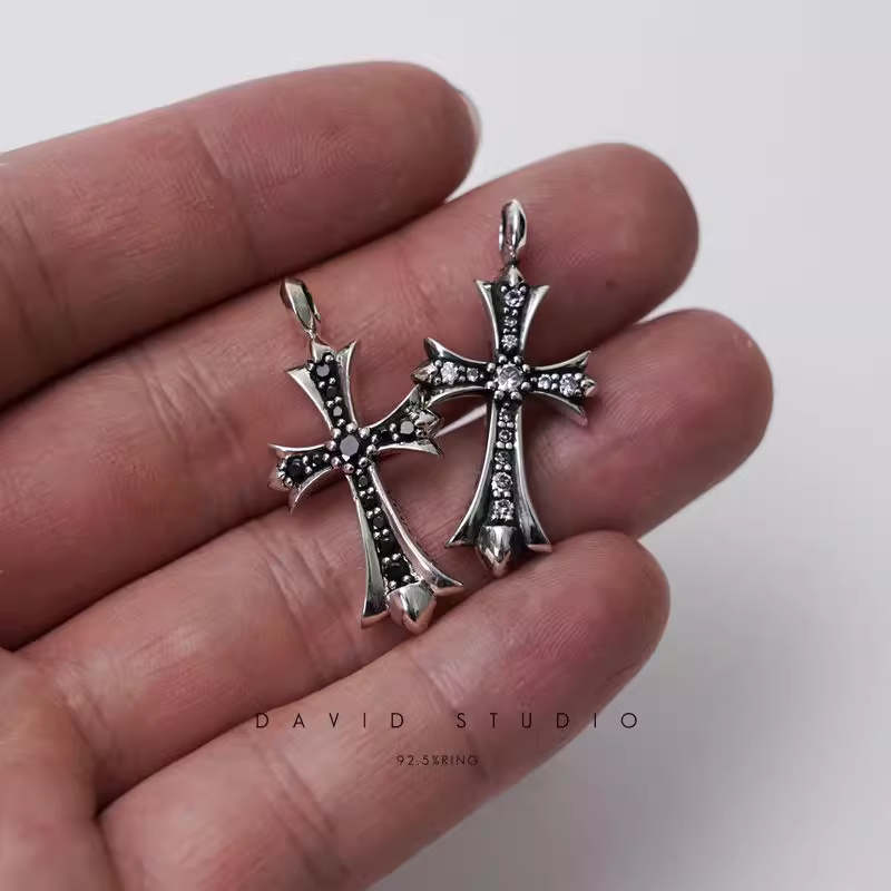 SMALL CROSS CHARM WITH DIAMONDS