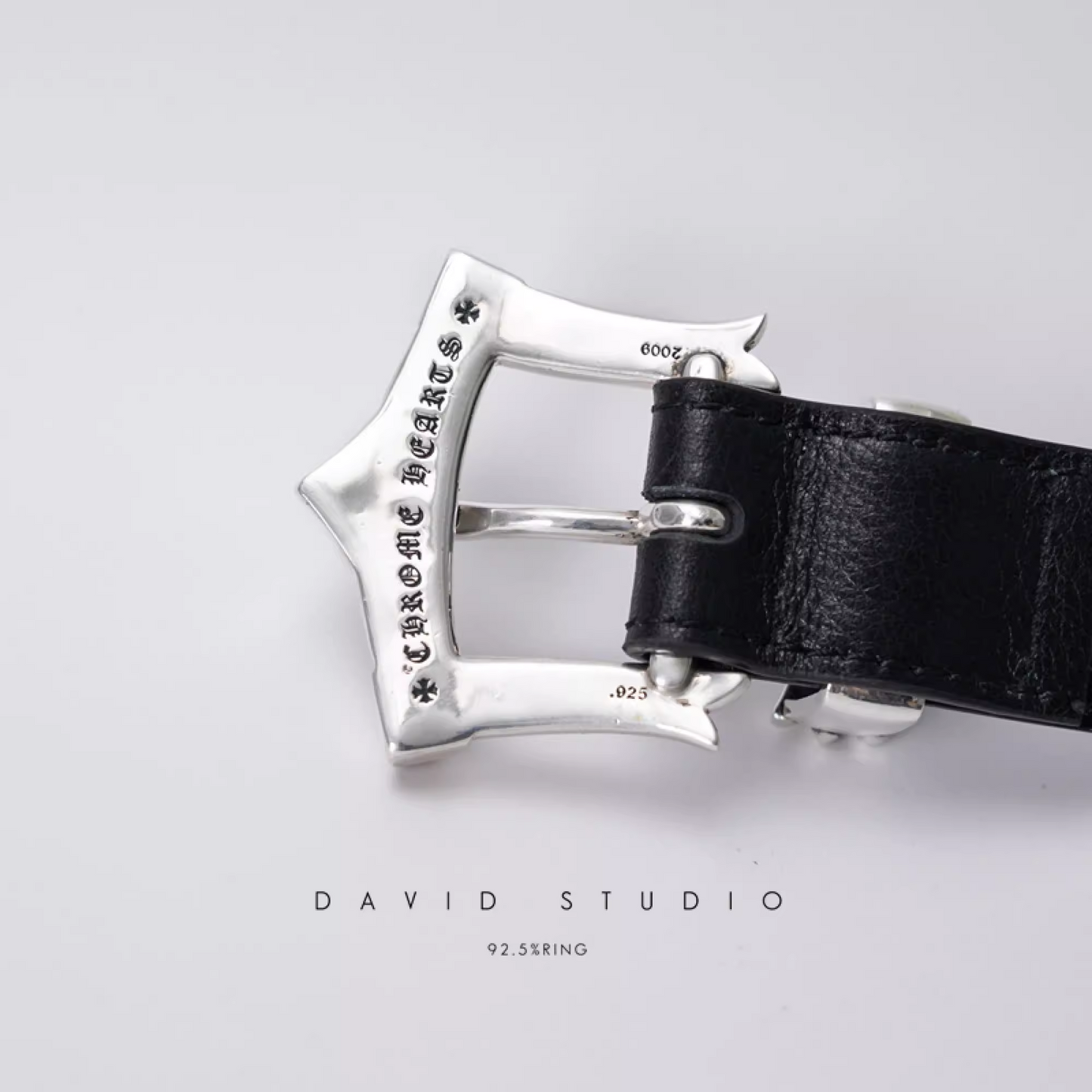 GEM BUCKLE COWHIDE LEATHER BELT