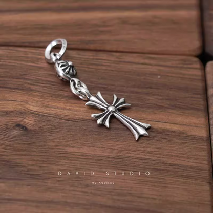 TINY CH CROSS WITH ONE SILVER BALL CHARM
