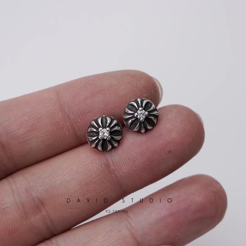 CROSS BALL STUD WITH DIAMOND