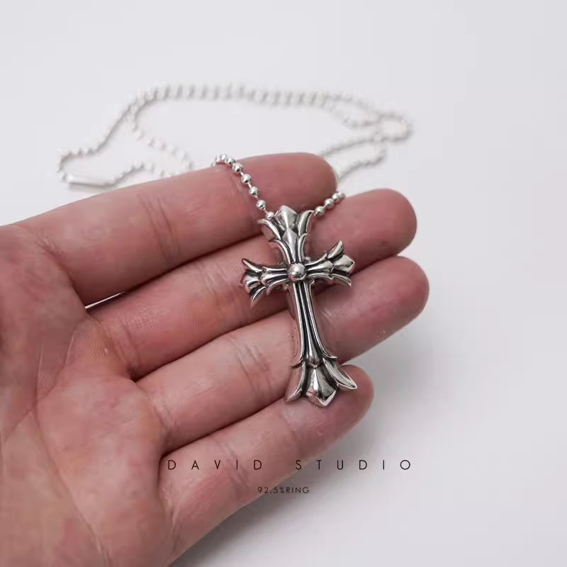 SMALL DOUBLE CROSS PENDANT – BALL CHAIN