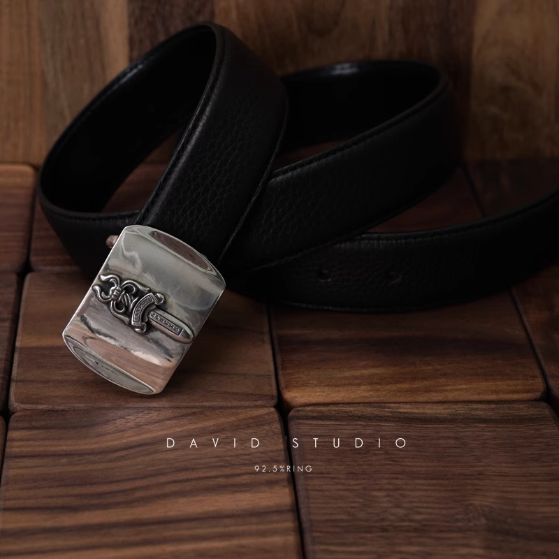 DAGGER BUCKLE COWHIDE LEATHER BELT