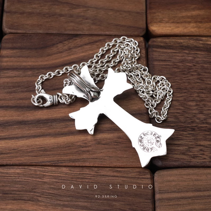 LARGE DOUBLE CROSS PENDANT – ROLL CHAIN