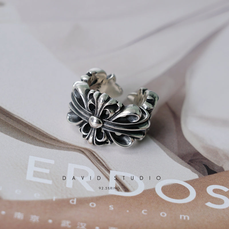 CHROME HEARTS DOUBLE FLORAL RING