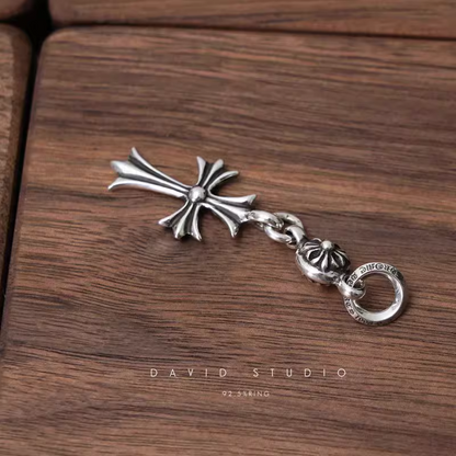 TINY CH CROSS WITH ONE SILVER BALL CHARM