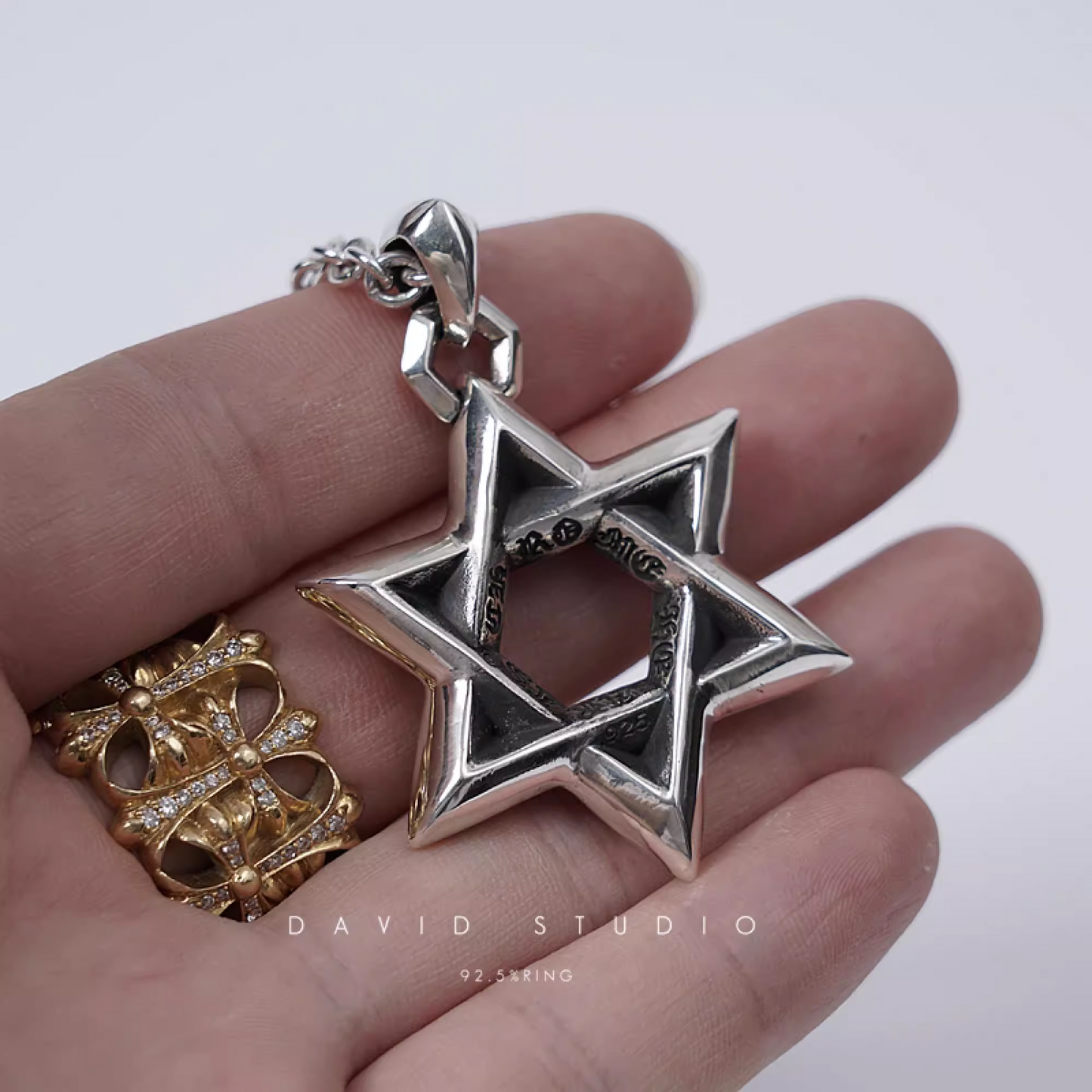 LARGE STAR OF DAVID PENDANT – ROLL CHAIN