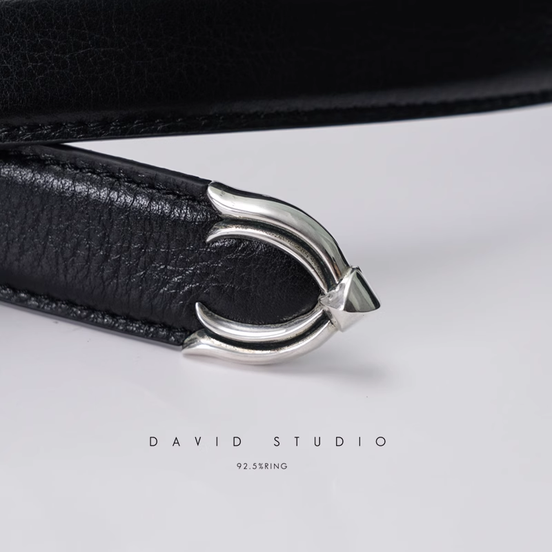 GEM BUCKLE COWHIDE LEATHER BELT