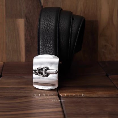 DAGGER BUCKLE COWHIDE LEATHER BELT