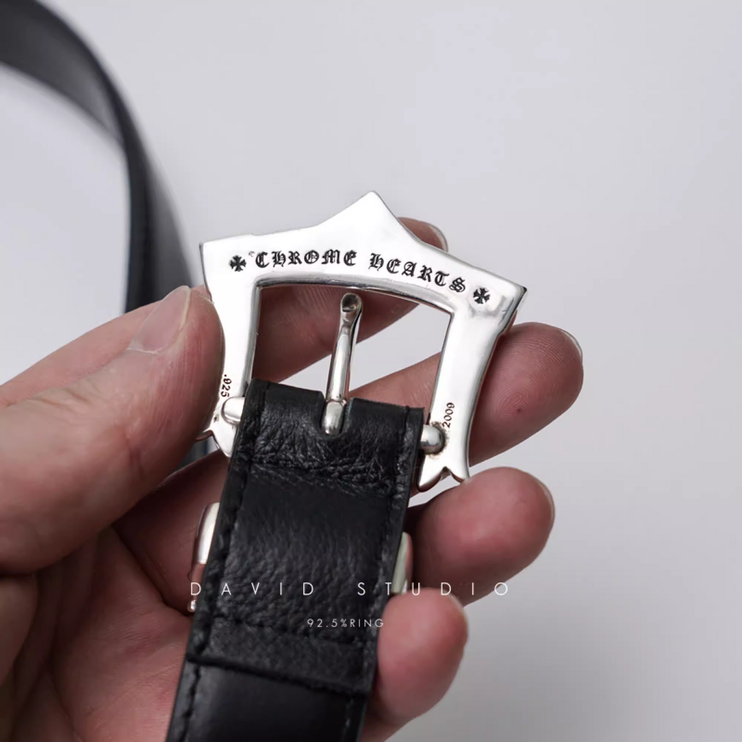 GEM BUCKLE COWHIDE LEATHER BELT