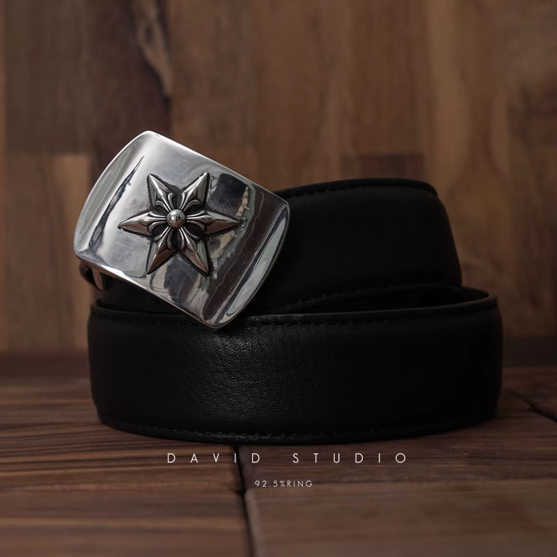 STAR BUCKLE COWHIDE LEATHER BELT