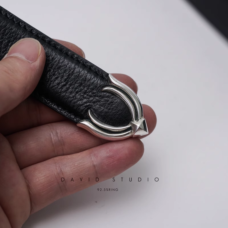 GEM BUCKLE COWHIDE LEATHER BELT