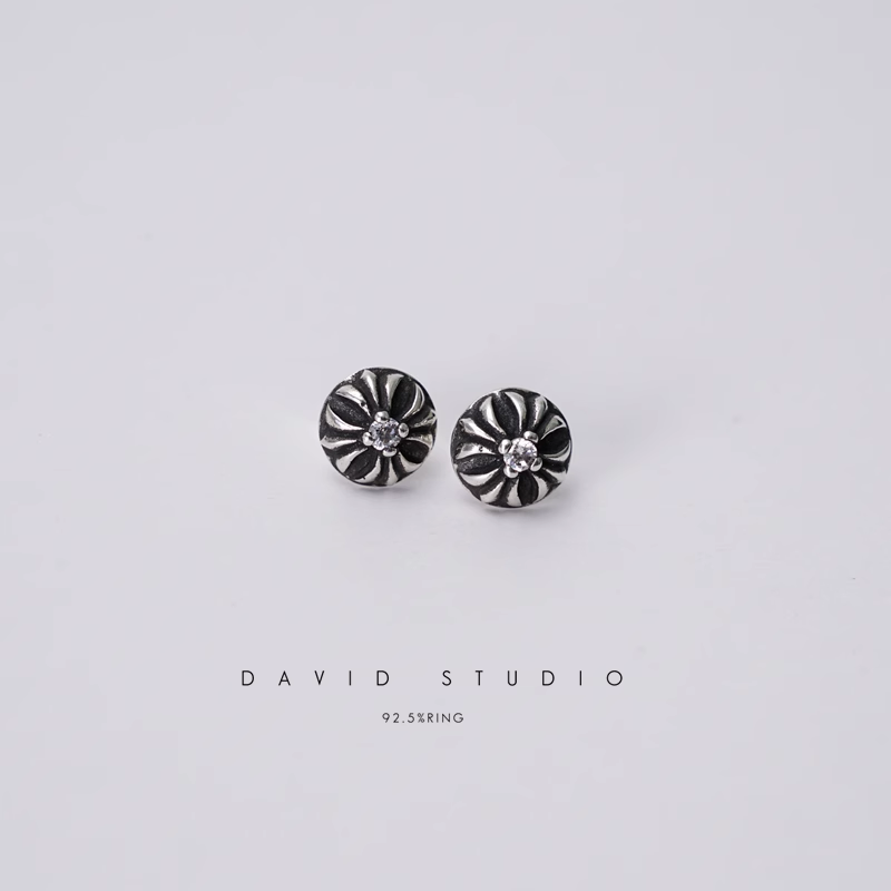CROSS BALL STUD WITH DIAMOND