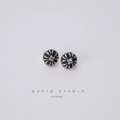 CROSS BALL STUD WITH DIAMOND