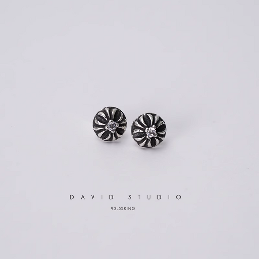 CROSS BALL STUD WITH DIAMOND