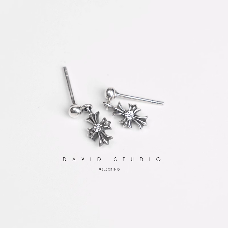 TINY E CH PLUS DROP EARRINGS WITH DIAMONDS